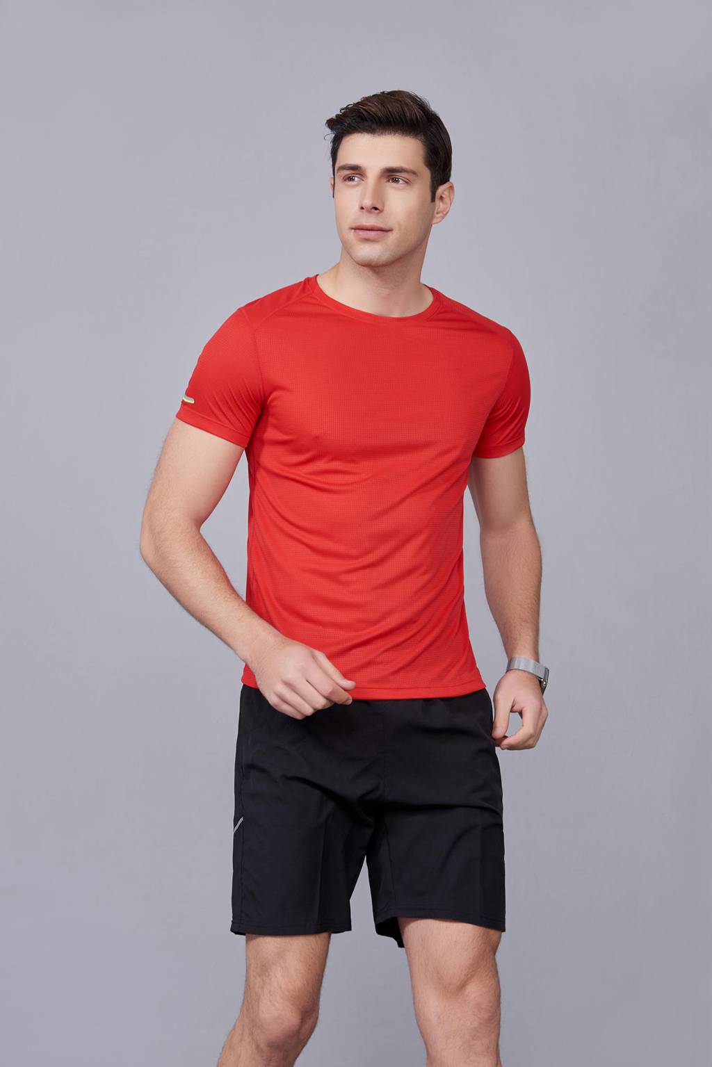 超彈力純色上衣 夏季男女裝T恤文化衫紅色 【圓領(lǐng)】