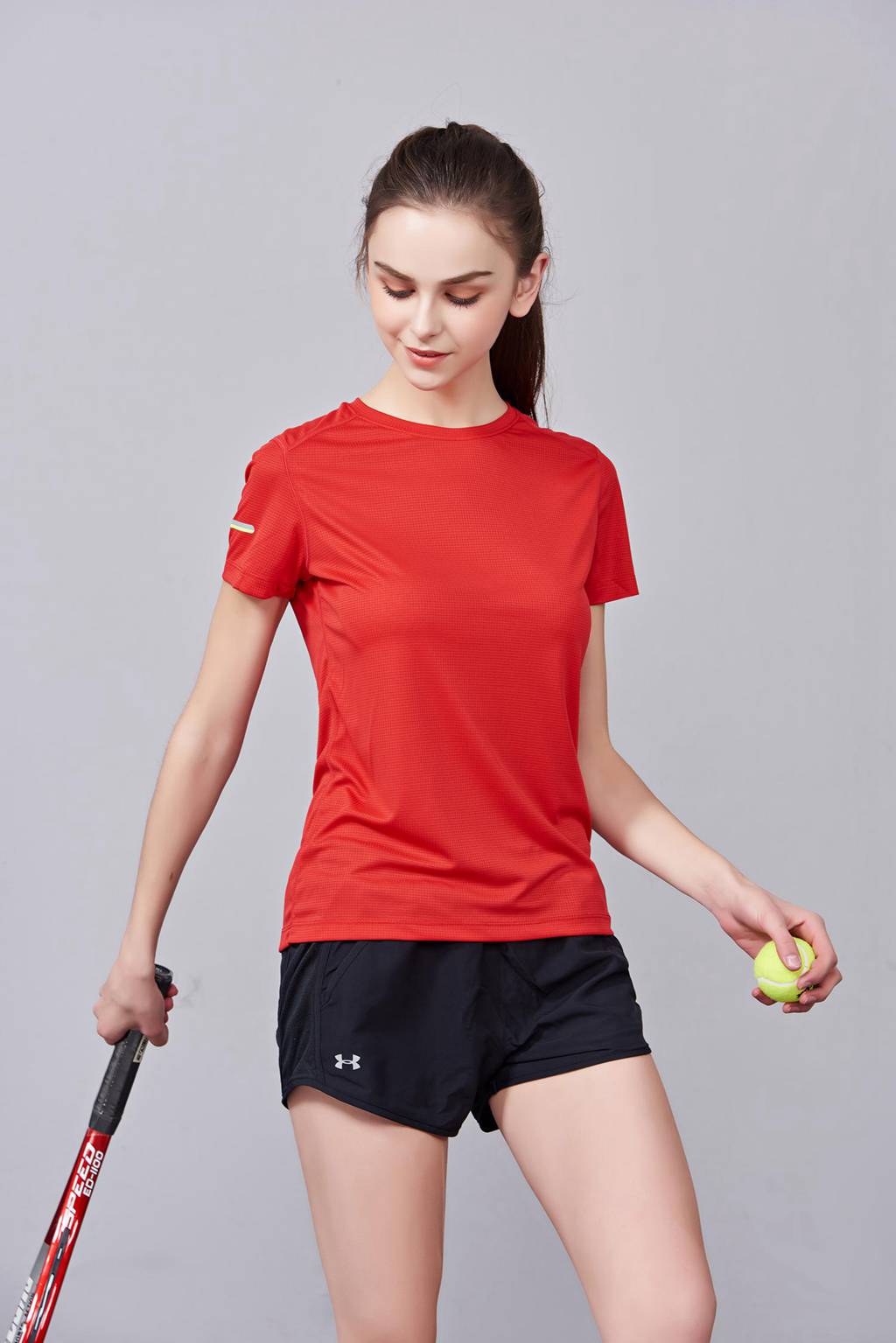 超彈力純色上衣 夏季男女裝T恤文化衫紅色 【圓領(lǐng)】