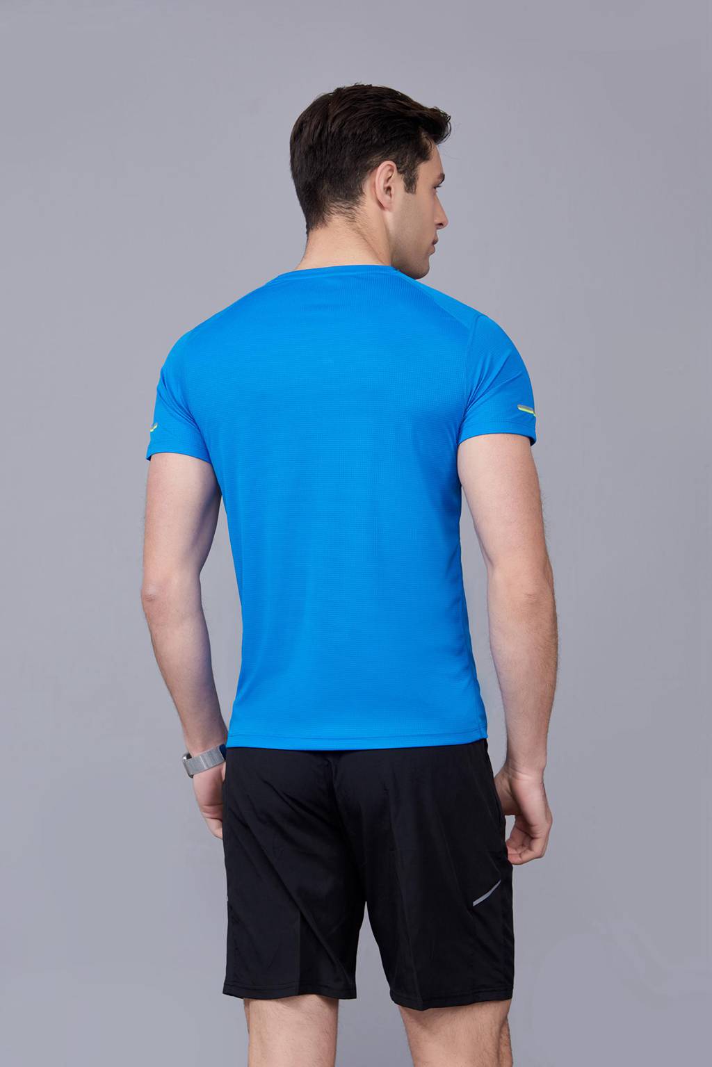 超彈力純色上衣 夏季男裝T恤文化衫 湖藍(lán)【圓領(lǐng)】