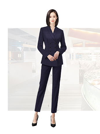 豎條紋女士職業(yè)西服春秋季時(shí)尚大氣西服套裝